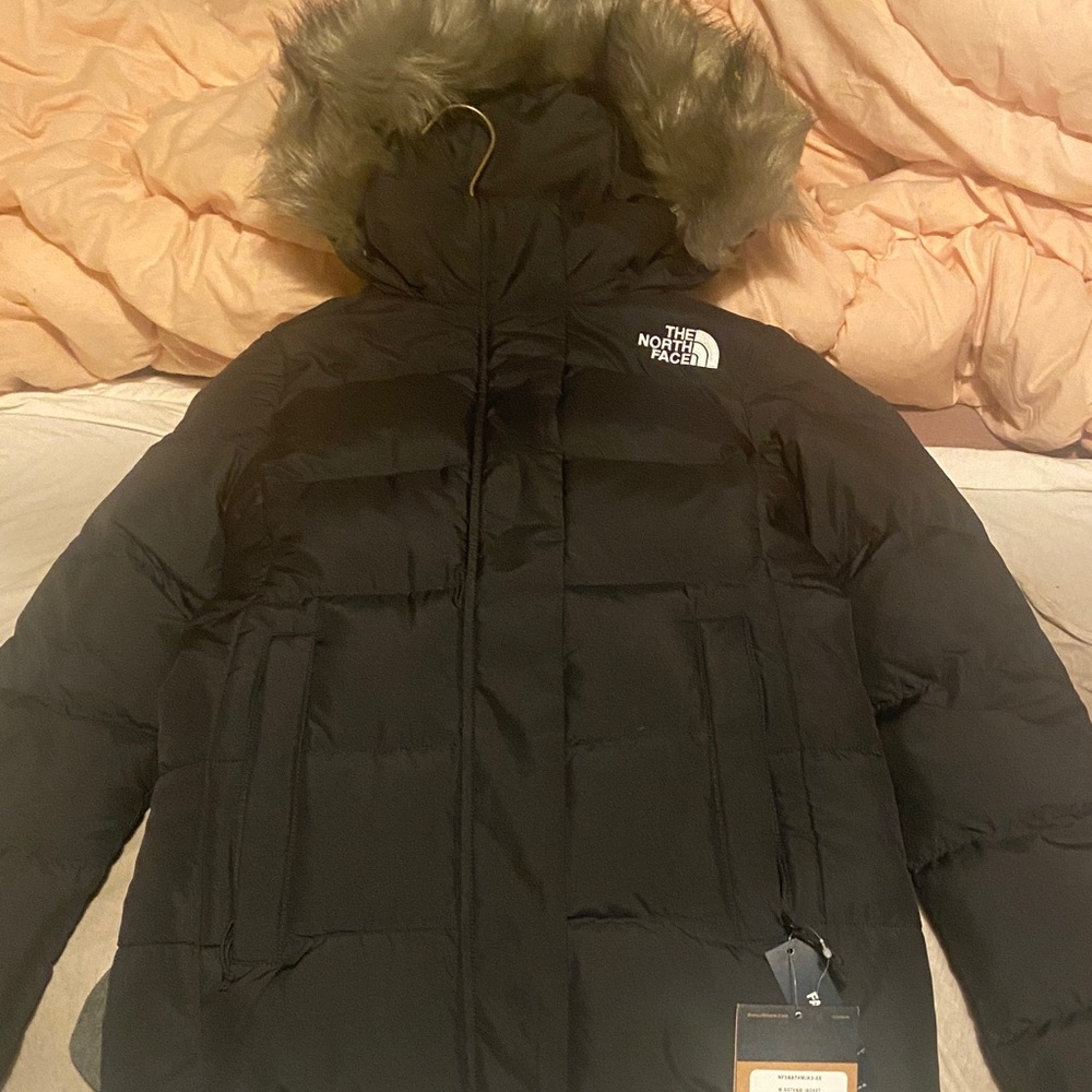 The North Face Black Jacket with Faux Fur Trim size extra small new with tags